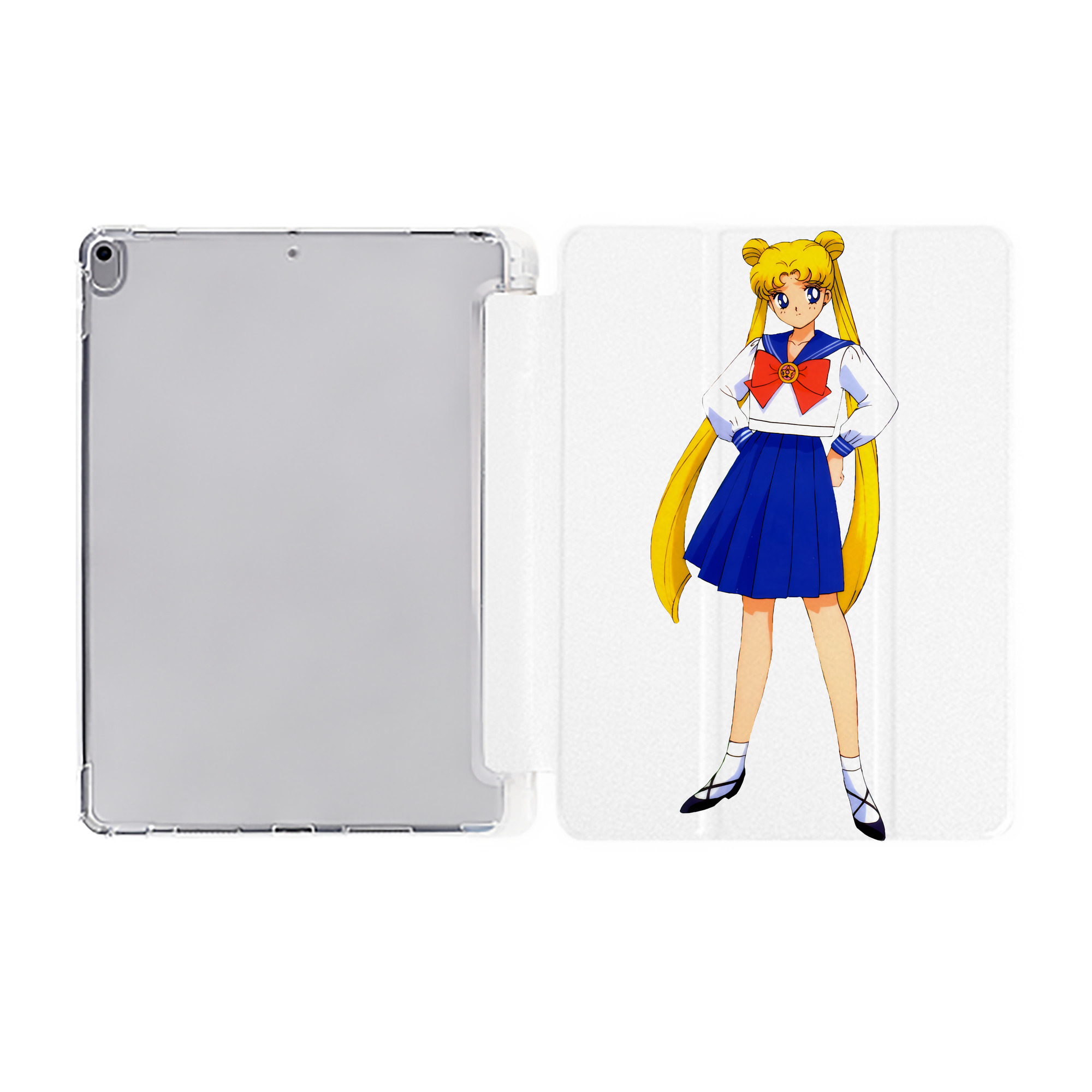 （画像用） 美少女戦士セーラームーン 愛野 美奈子 あいの みなこ Sailor Moon Aino Minako IPad ケース ペン収納付き 三つ折りスタンド PUレザー×シリコン 対応機種9.5/10.5/10.9インチ